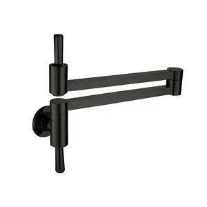 Grifo <span class=keywords><strong>de</strong></span> <span class=keywords><strong>cocina</strong></span> monomando moderno Kaiping, <span class=keywords><strong>de</strong></span> <span class=keywords><strong>pared</strong></span>, negro mate, para llenado <span class=keywords><strong>de</strong></span> ollas, <span class=keywords><strong>de</strong></span> latón con válvula cerámica, 5 años <span class=keywords><strong>de</strong></span> garantía - Product Image 1