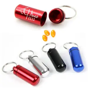 50*14 mm Storage box mini metal aluminum alloy medicine can waterproof medicine box key chain