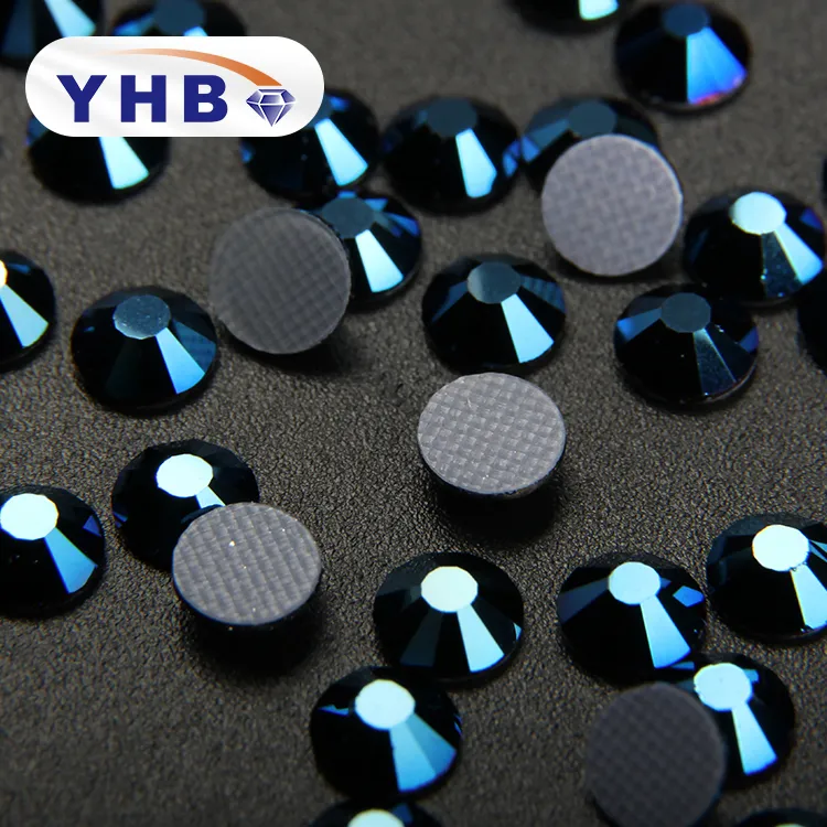 Yhb pedras metálicas para unhas, pedras de strass brilhantes, metálicas, azul, para unhas