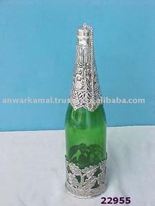 Venta al por mayor de vidrio y latón de botella de vino con baño de plata - Product Image 2