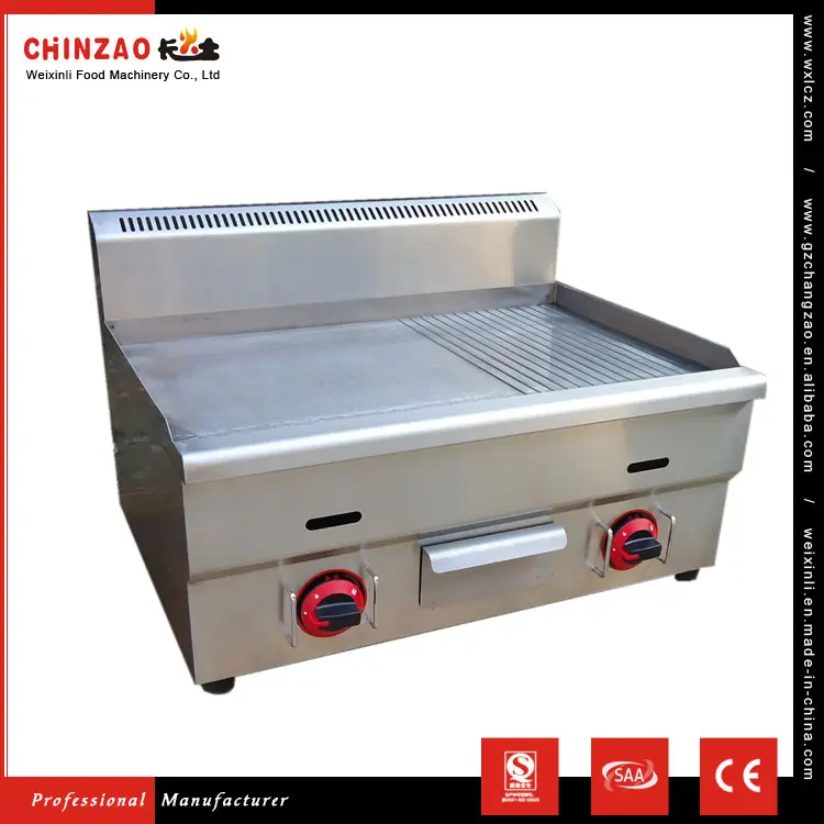 CHINZAO Fabricantes Chinos Suministran Uso Restaurante Cocina Plana Y Ranurado Plancha De Gas