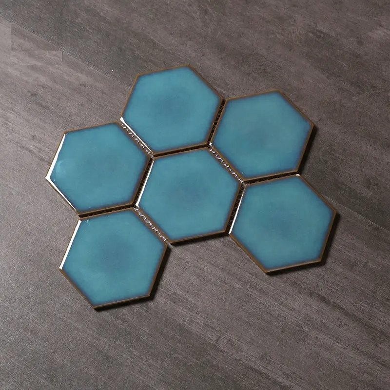 Pegatina de azulejo de pared hexagonal para cuarto de baño, diseño moderno, azulejos esmaltados, pulido completo, AAA