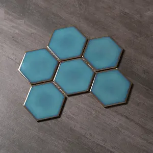 Moderne Hexagon Patroon Peel Stick Hexagon Wandtegel Sticker Decoratieve Badkamer Tegel Geglazuurde Tegels Volledige Gepolijst Geglazuurd Kamer Aaa