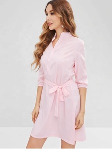 Camicia da uomo d'affari donna con maniche 3/4 abbottonata con camicia da ragazzo vestito esterno rosa - Product Image 4