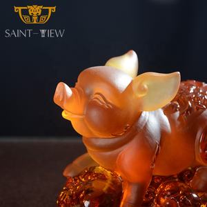 Décoration Feng Shui du Nouvel An 2024, figurine de cochon en cristal Liuli sculpté en <span class=keywords><strong>ambre</strong></span> <span class=keywords><strong>Saint</strong></span>-View - Product Image 2