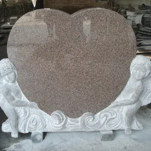 Заводская гравировка надгробия в форме сердца, дизайн ангела, надгробие, красный гранит, детский ангел, памятник на надгробие