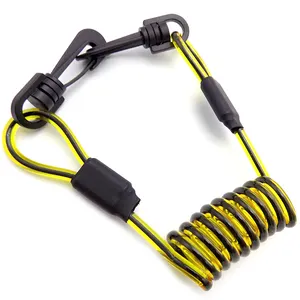 Safety Coiled Spring Tool Lanyard Wire With Plastic Snap Hooks