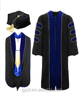 2021 Nieuwe 100% Polyester Academische Doctorale Phd Afstudeerjurk Set Aangepaste Kleur