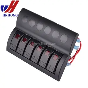 6 Gang Circuit Breakers Truck 12V Boot Racing Auto Rocker Switch Panel