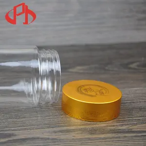 Plastic Factory New Product High Quality 250cc Transparent PET Plastic Food Jars Candy Jar Wide Mouth Bottle With Aluminum Covers