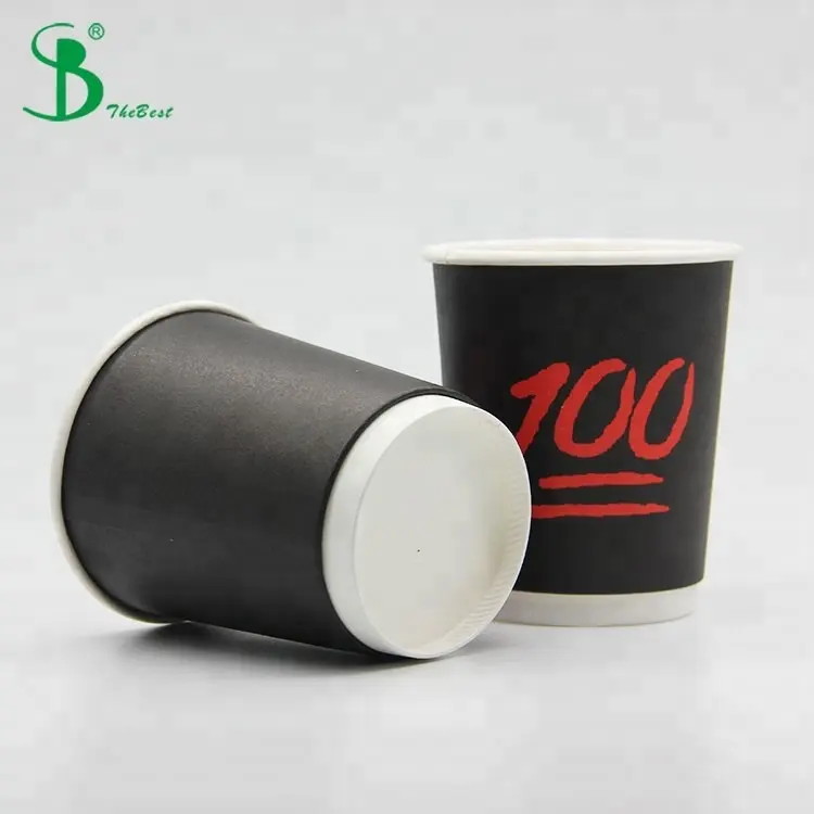 Manufactuer stampante 110ml 210ml 350 ml 90 di diametro nero tazze di caffè usa e getta tazza di carta ecologico imballaggio con il mio logo