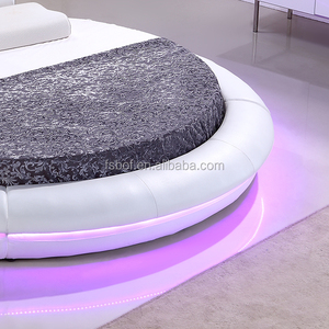 בית ריהוט חדר שינה led אור גדול לבן עגול מיטת CY011 - Product Image 4