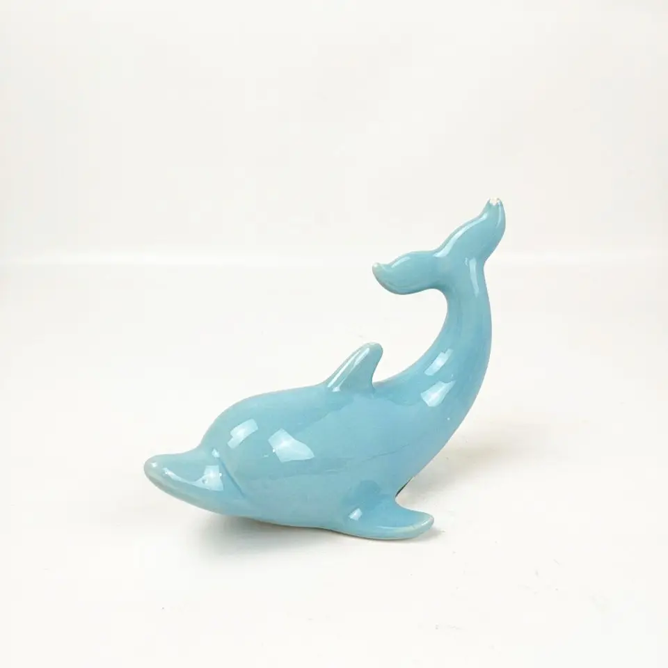Decorative Ceramic Miniatures Animals Blue Dolphin figures