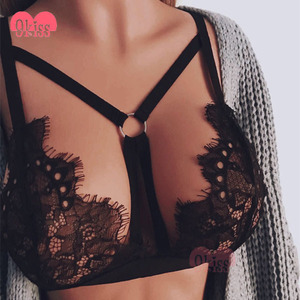 Bra Top Bustier Mujeres Bralette Encaje transparente Inconsútil de La Correa Caliente - Product Image 1