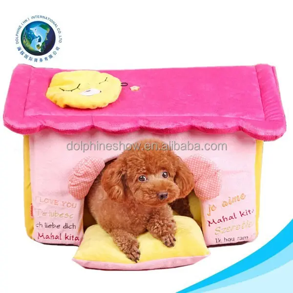 Модная розовая плюшевая собачья будка мягкая домашняя плюшевая кровать для собаки