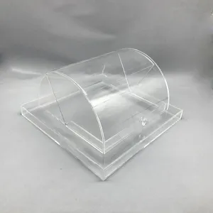 Özel kutu akrilik büfe ekran konteyner gıda sınıfı sayaç üst büfe akrilik vitrin ekmek raf için temizle ekmek kutusu