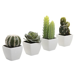 Artificiale <span class=keywords><strong>Mini</strong></span> Succulente e <span class=keywords><strong>Piante</strong></span> di Cactus in Bianco a Forma di Cubo Pentole - Product Image 3