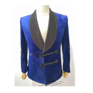 Trajes a medida de medio lienzo para hombre, ropa a medida con doble botonadura, azul, camisa de noche