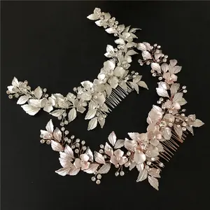 Bridal jewelry factory rose gold and silver followers hair bridal comb wedding accessories