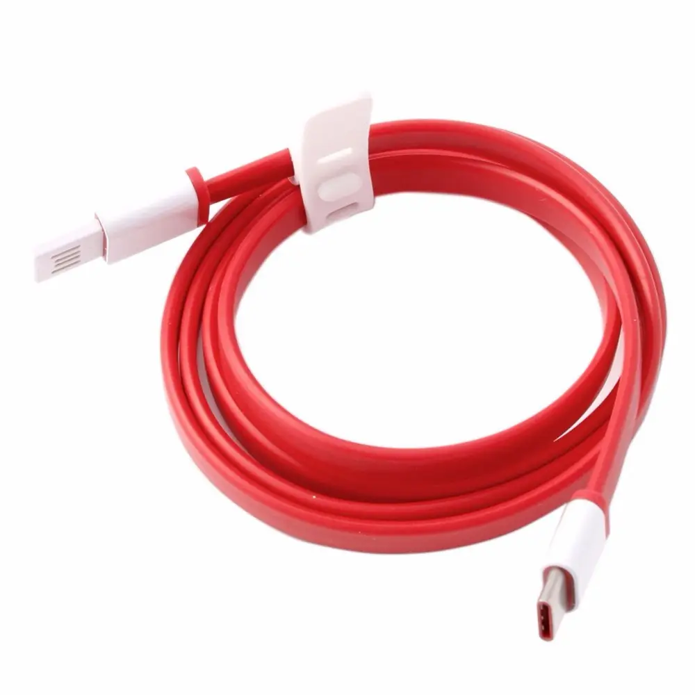 Red color flat shape Reversible USB A to USB type C cable