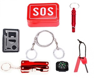Kit de survie 6 en 1, kit d'équipement d'urgence SOS pour l'extérieur avec boîte en étain pour le camping, la randonnée, les voyages, l'escalade et les aventures - Product Image 6