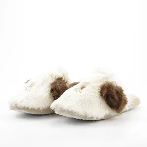 Comfy Winter Warm Fluffy Oud Engels Herdershond Dier Zachte Huis Pluche Slippers Scuff Memory Foam Slip Op Anti Slip Zool