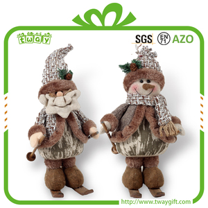 11 inch play skiing sleigh Santa Claus snowman Christmas table top personalized ornament doll - Product Image 1