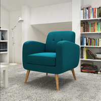 Fauteuil d'appoint de détente au design moderne sans, en tissu bleu, pour salon
