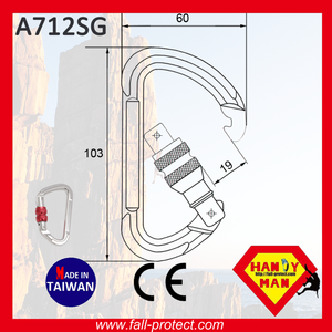 Mousqueton en aluminium robuste pour escalade, à verrouillage par vis, 23KN - Product Image 4