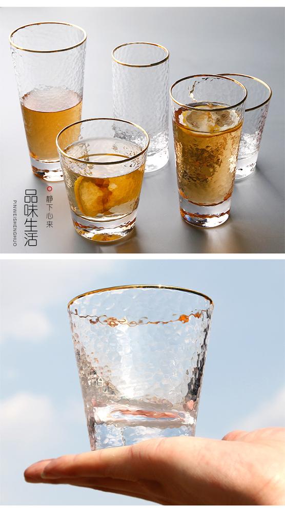 Wholesale Custom gold rimed logo printed highball glass tumbler cup glass