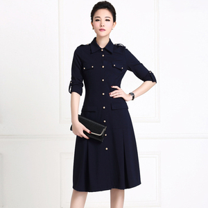 Profession Wholesale Classy Women <strong>Dresses</strong> Fancy Design Front Ladies <strong>Black</strong> <strong>Button</strong> <strong>Dress</strong> - Product Image 2