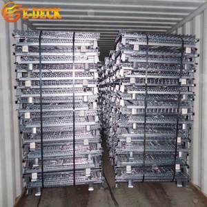 E-DECK cina heavy duty smontabile pieghevole maglia di filo di acciaio dolce in metallo impilabile carrello elevatore capannone industriale contenitore gabbia - Product Image 6
