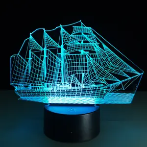 Lampu Malam Led Visual 3d Lampu Led 7 Warna Perahu Layar untuk Anak-anak Lampu Meja Usb Sentuh Lampe