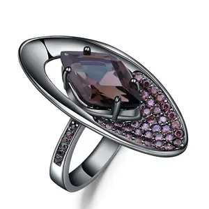 Abiding C41 925 Italian natural gemstone smoky quartz jewelry solid sterling silver ring women