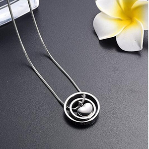 Engraving Pet Paw Print Hear Charm <strong>Ashes</strong> Urn Pendant Double Circle Stainless Steel Cremation Urn <strong>Necklace</strong> Keepsake <strong>Hold</strong> <strong>Ashes</strong> - Product Image 2