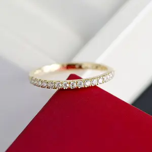 आधा अनंत काल में 1.8mm moissanite शादी की अंगूठी बैंड 14k सफेद सोने के लिए दुल्हन