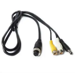 4 Pin Conector de Aviação Para 2 RCA E Cabo DC Adaptador Macho