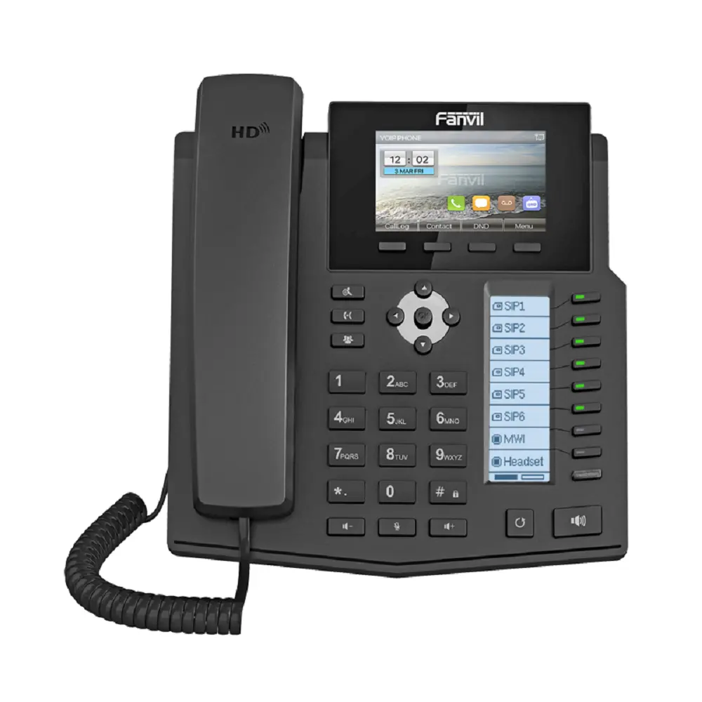 X5S kurumsal Fanvil Voip Poe Video IP telefon 2 led'li ve 3.5 inç renkli ekran 6 Sip hatları telefon