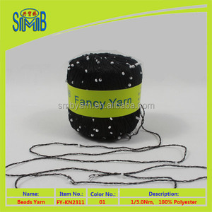 producto nuevo granos de poliéster <span class=keywords><strong>hilo</strong></span> de fantasía para de punto tejido de punto hilos negros con cuentas - Product Image 4