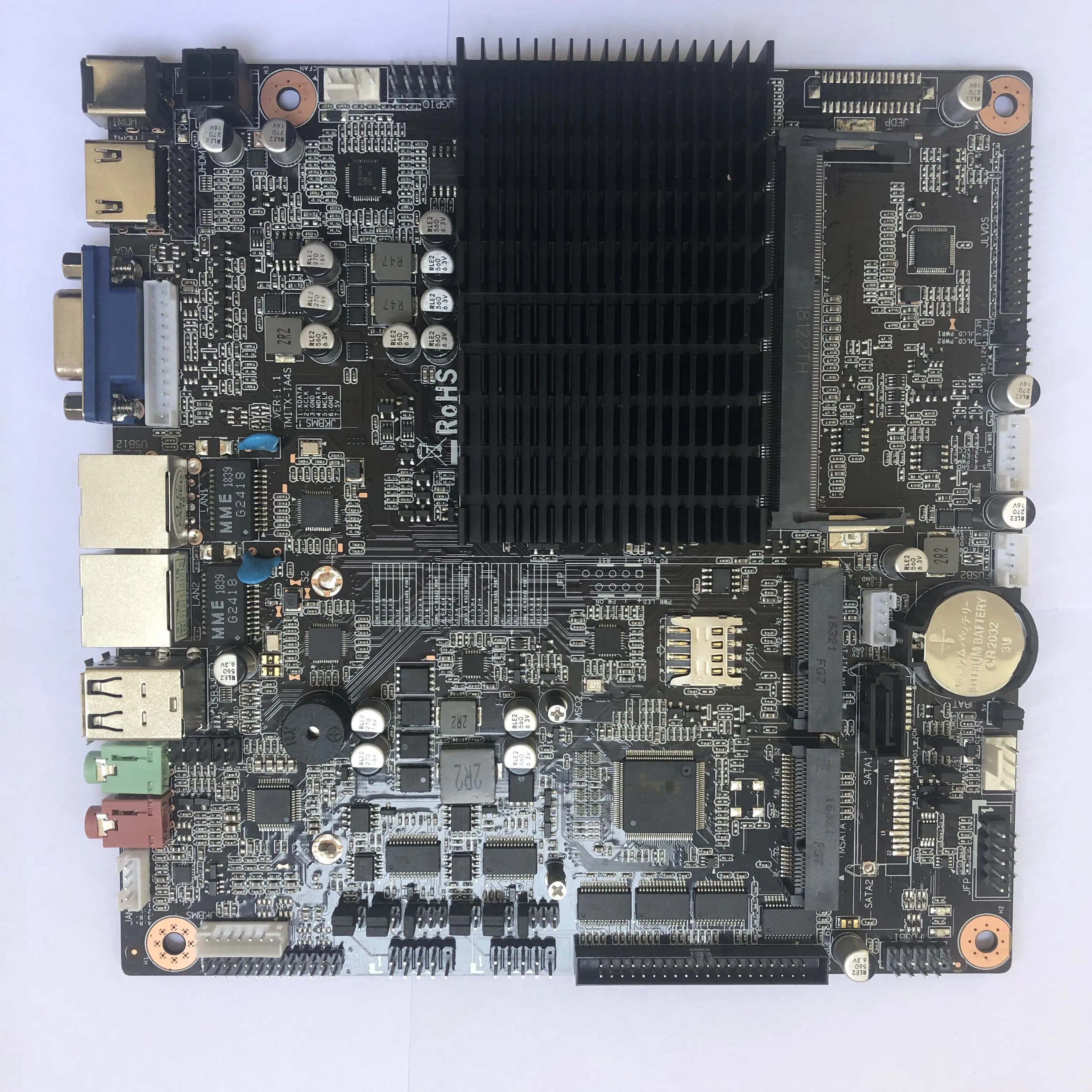 Fanless j1900 processore Quad core LVDS scheda madre mini itx per pc industriale