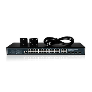 สวิตช์ POE 24 Giga 4 1000Mbps Combo SFP/RJ45สวิตช์400W สวิตช์จัดการ<span class=keywords><strong>กิกะ</strong></span>บิตเต็ม28พอร์ต - Product Image 2