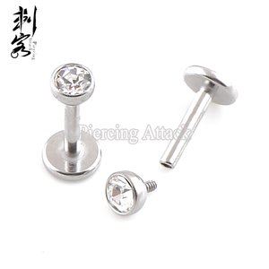 Нержавеющая сталь 316L 18 калибра, набор ободков CZ, верхняя спираль, внутренняя резьба, лабрец, шпилька - Product Image 4