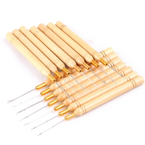 Aiguilles à crochet en <span class=keywords><strong>bois</strong></span> XUCHANG HARMONY pour tubes en cuivre Euro, micro-perles et micro-anneaux en silicone – Outils d'<span class=keywords><strong>installation</strong></span> pour extensions capillaires - Product Image 2