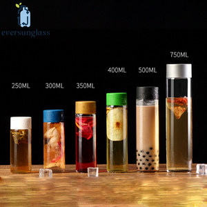 Bouteilles d'<span class=keywords><strong>eau</strong></span> en verre vides transparentes personnalisées de 400ml Bouteilles à boire portables Bouteilles en verre de style <span class=keywords><strong>Voss</strong></span> - Product Image 5