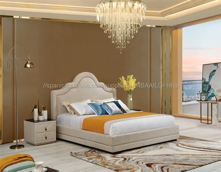 Rey cama doble de tamaño de lujo muebles de dormitorio de diseño imagen
