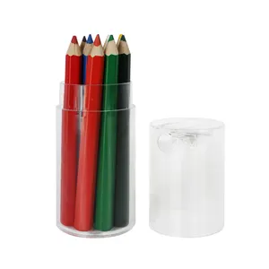 Pensil warna kecil untuk anak, 12 buah inti lembut ukuran setengah pensil warna kayu mini set pensil gambar untuk anak-anak