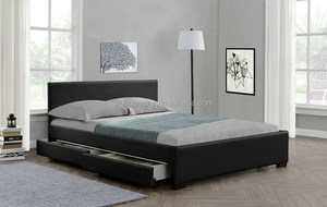 4 Drawer <strong>Storage</strong> <strong>Black</strong> Leather <strong>Bed</strong> - Product Image 2