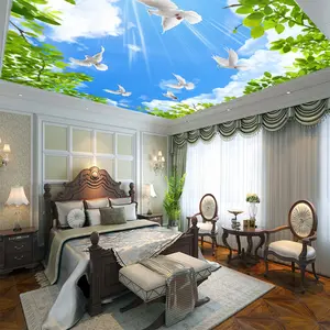 Nice quality printed Living room ceiling decor New pop false ceiling 3d effect stretch ceiling fabric film designs