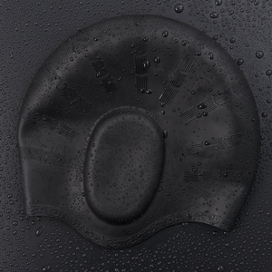 Chapeau de bain noir, casquette de protection imperméable en Silicone, poche d'oreille, pour adultes - Product Image 6