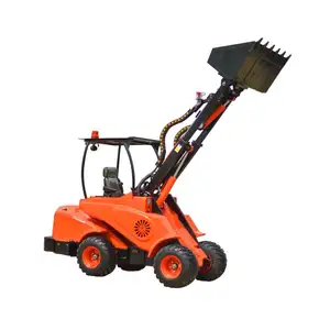 Garden machinery, 4 wd lawn mower tractor with front loader, electric joystick control mini 4x4 wheel loader for sale